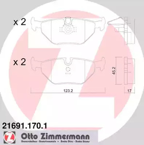 21691.170.1 ZIMMERMANN Колодки тормозные дисковые