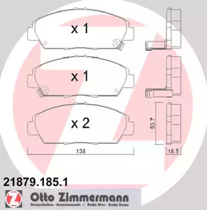 Колодки тормозные дисковые ZIMMERMANN 21879.185.1