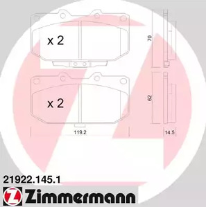 Комплект тормозных колодок дискового тормоза ZIMMERMANN 21922.145.1