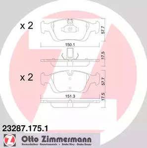 Комплект тормозных колодок дискового тормоза ZIMMERMANN 23287.175.1