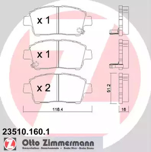 23510.160.1 ZIMMERMANN Колодки тормозные дисковые