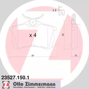 23527.150.1 ZIMMERMANN Комплект тормозных колодок, дисковый тормоз