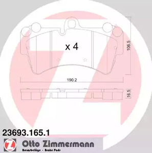 23693.165.1 ZIMMERMANN Комплект монтажный тормозных колодок