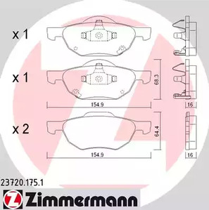 23720.175.1 ZIMMERMANN Колодки тормозные