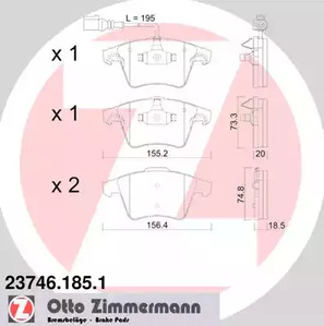 23746.185.1 ZIMMERMANN Колодки тормозные дисковые