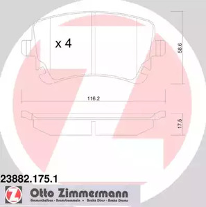 23882.175.1 ZIMMERMANN Колодки тормозные дисковые