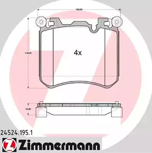 24524.195.1 ZIMMERMANN Колодки тормозные дисковые