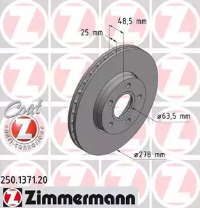 250.1371.20 ZIMMERMANN Тормозные диски