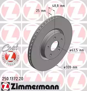 250.1372.20 ZIMMERMANN Тормозные диски