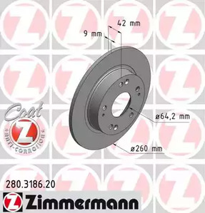 280.3186.20 ZIMMERMANN тормозные диски