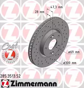 285.3513.52 ZIMMERMANN тормозные диски