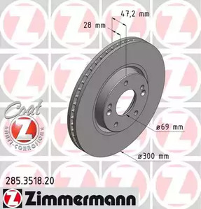 285.3518.20 ZIMMERMANN Тормозные диски