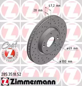 285.3518.52 ZIMMERMANN Тормозные диски