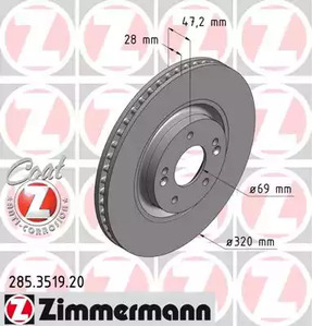 тормозные диски ZIMMERMANN 285.3519.20