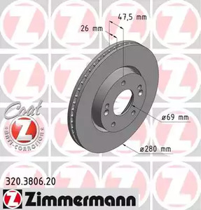 320.3806.20 ZIMMERMANN Тормозные диски