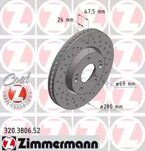 320.3806.52 ZIMMERMANN Тормозные диски