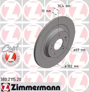 тормозные диски ZIMMERMANN 380.2115.20