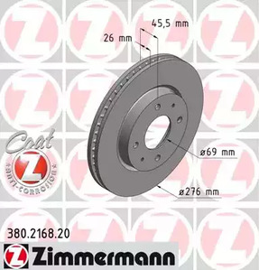 380.2168.20 ZIMMERMANN тормозные диски