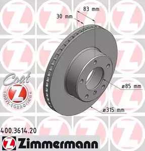 400.3614.20 ZIMMERMANN тормозные диски