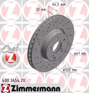 400.3654.20 ZIMMERMANN Тормозные диски