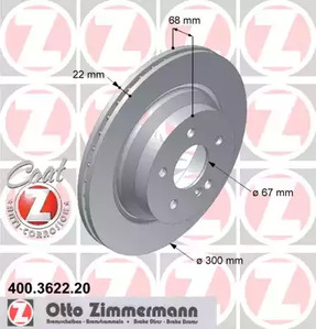 400.3622.20 ZIMMERMANN Тормозные диски