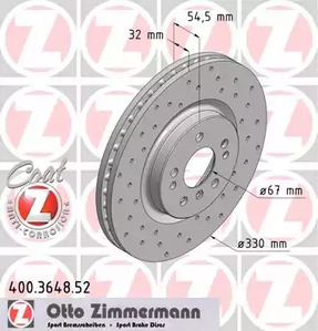 400.3648.52 ZIMMERMANN Тормозные диски