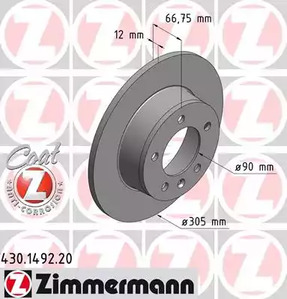 430.1492.20 ZIMMERMANN Тормозные диски