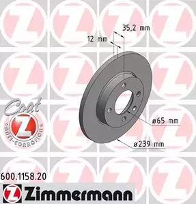 600.1158.20 ZIMMERMANN тормозные диски