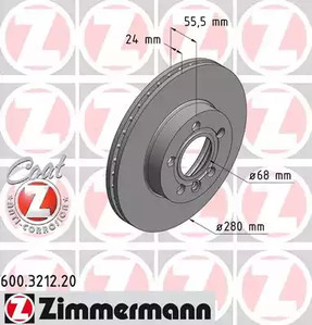 600.3212.20 ZIMMERMANN Тормозные диски