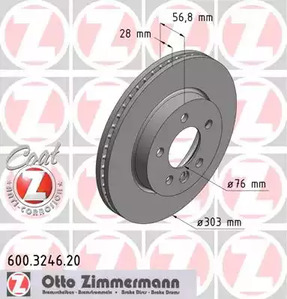 600.3246.20 ZIMMERMANN Тормозные диски