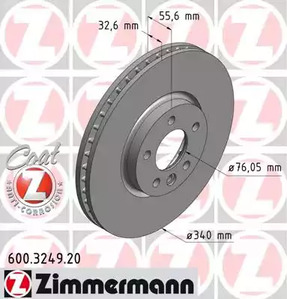 600.3249.20 ZIMMERMANN Тормозные диски