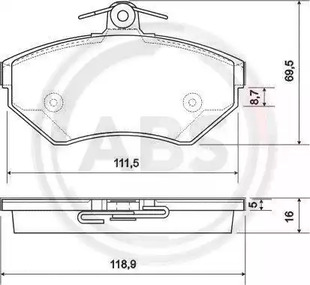 37011 A.B.S. Колодки торм пер Audi A4/VW Passat 96- 16mm без.д