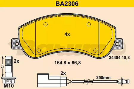 BA2306 BARUM Колодки тормозные дисковые