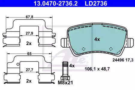 Тормозные колодки ATE 13.0470-2736.2