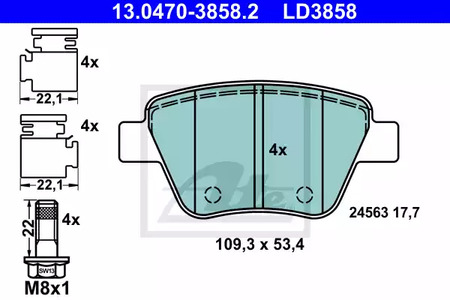 Тормозные колодки ATE 13.0470-3858.2