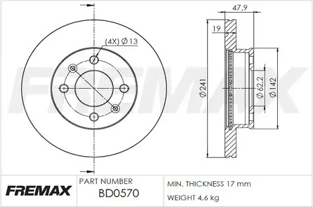 BD-0570 FREMAX Диск тормозной