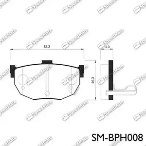 SMBPH008 SPEEDMATE КОЛОДКИ ЗАД.HYUNDAI ELANTRA (XD) (-2006) (COUPE GK)(2006-2009)