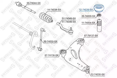 12-74039-SX STELLOX опора амортизатора переднего!\ Nissan Primastar all 01>