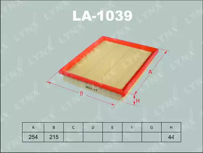 LA-1039 LYNXAUTO фильтр воздушный!\ Daewoo Cielo/Espero 1.5/1.8/2.0 93-99, Opel Kadett 1.8/2.0 85-91