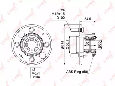 Ступичный подшипник (комплект) LYNXAUTO WH-1098