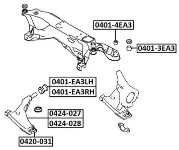 Сайлентблок рычага подвески ASVA 04014EA3