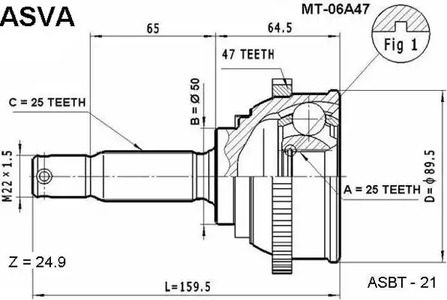 ШРУС ASVA MT06A47