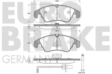 55022247107 EUROBRAKE КОМПЛЕКТ ТОРМОЗНЫХ КОЛОДОК