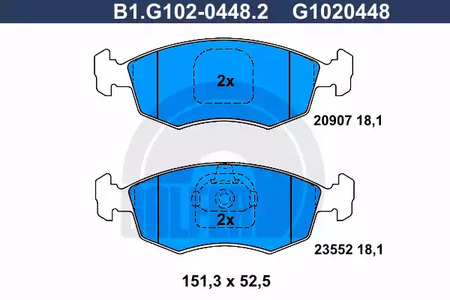 Колодки тормозные дисковые /комплект 4 шт GALFER B1-G102-0448-2