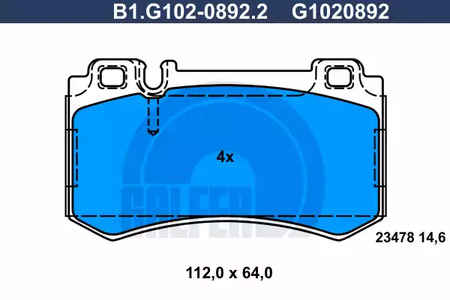 Колодки тормозные дисковые /комплект 4 шт GALFER B1-G102-0892-2