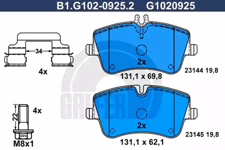 Тормозные колодки GALFER B1-G102-0925-2