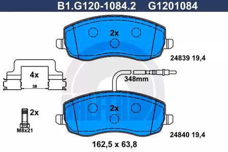 Колодки тормозные дисковые /комплект 4 шт GALFER B1-G120-1084-2