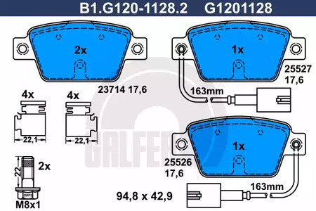 Колодки тормозные дисковые /комплект 4 шт GALFER B1-G120-1128-2