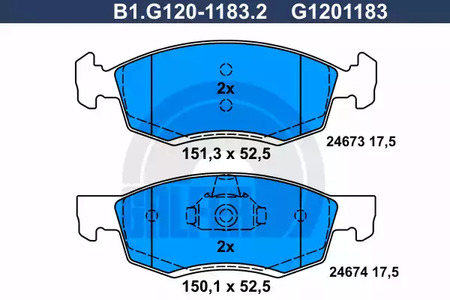 Колодки тормозные дисковые /комплект 4 шт GALFER B1-G120-1183-2