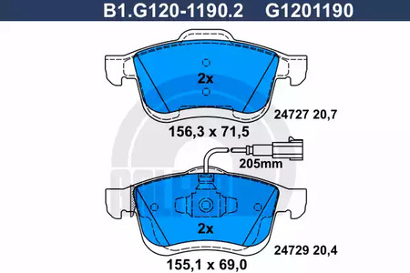 Тормозные колодки GALFER B1-G120-1190-2